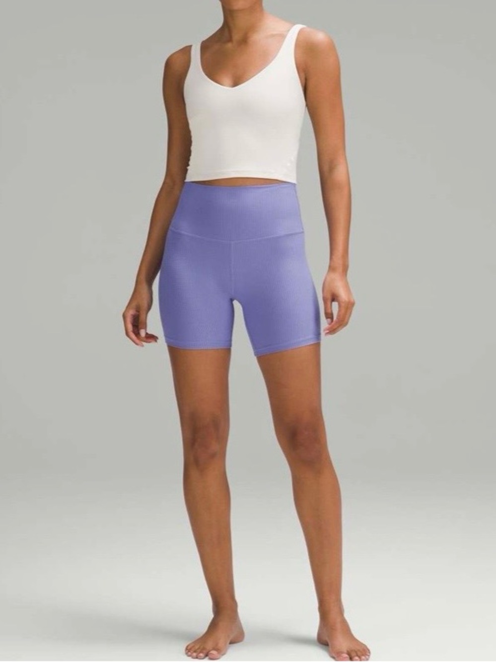 Lululemon High-Rise Yoga Short 6" *Grid Texture Dark Lavender Size 6 Bike Shorts